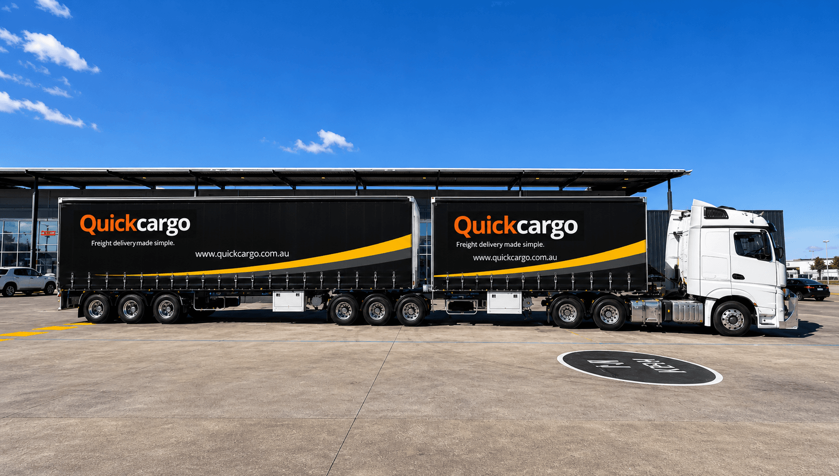 Quick Cargo B-double tautliner set up for a regular scheduled manufacturing run
